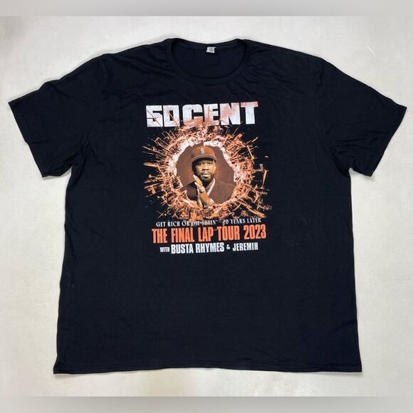 50 Cent The Final Lap Tour Graphic T-Shirt Men 3XL Black Short Sleeve Music - Picture 1 of 5